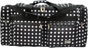 "E-Z Tote" Polka Dots Duffle Bag/Gym Bag/Travel Bag Size 30" with 4 Colors (Black/White Dots)
