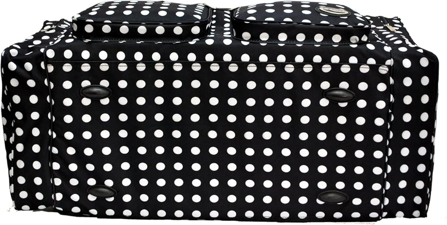 "E-Z Tote" Polka Dots Duffle Bag/Gym Bag/Travel Bag Size 30" with 4 Colors (Black/White Dots)