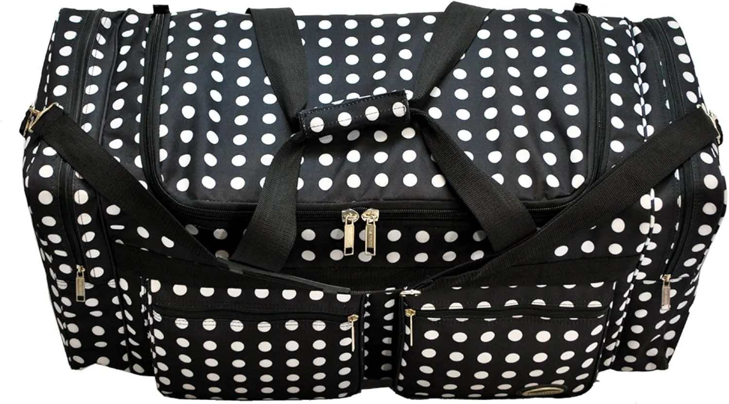 "E-Z Tote" Polka Dots Duffle Bag/Gym Bag/Travel Bag Size 30" with 4 Colors (Black/White Dots)