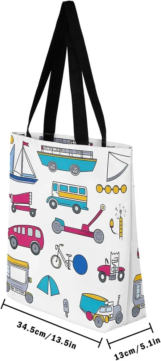 Rainbow Canvas Tote Bag,Butterfly Tote Bag,Cartoon Rainbow Colorful Sun Clouds Shopping Grocery Bags