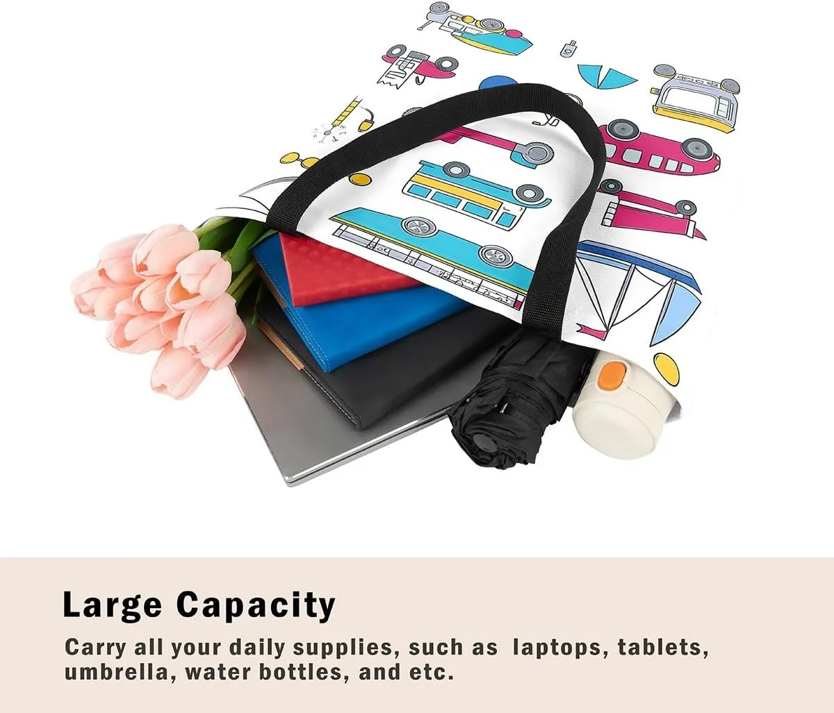 Rainbow Canvas Tote Bag,Butterfly Tote Bag,Cartoon Rainbow Colorful Sun Clouds Shopping Grocery Bags