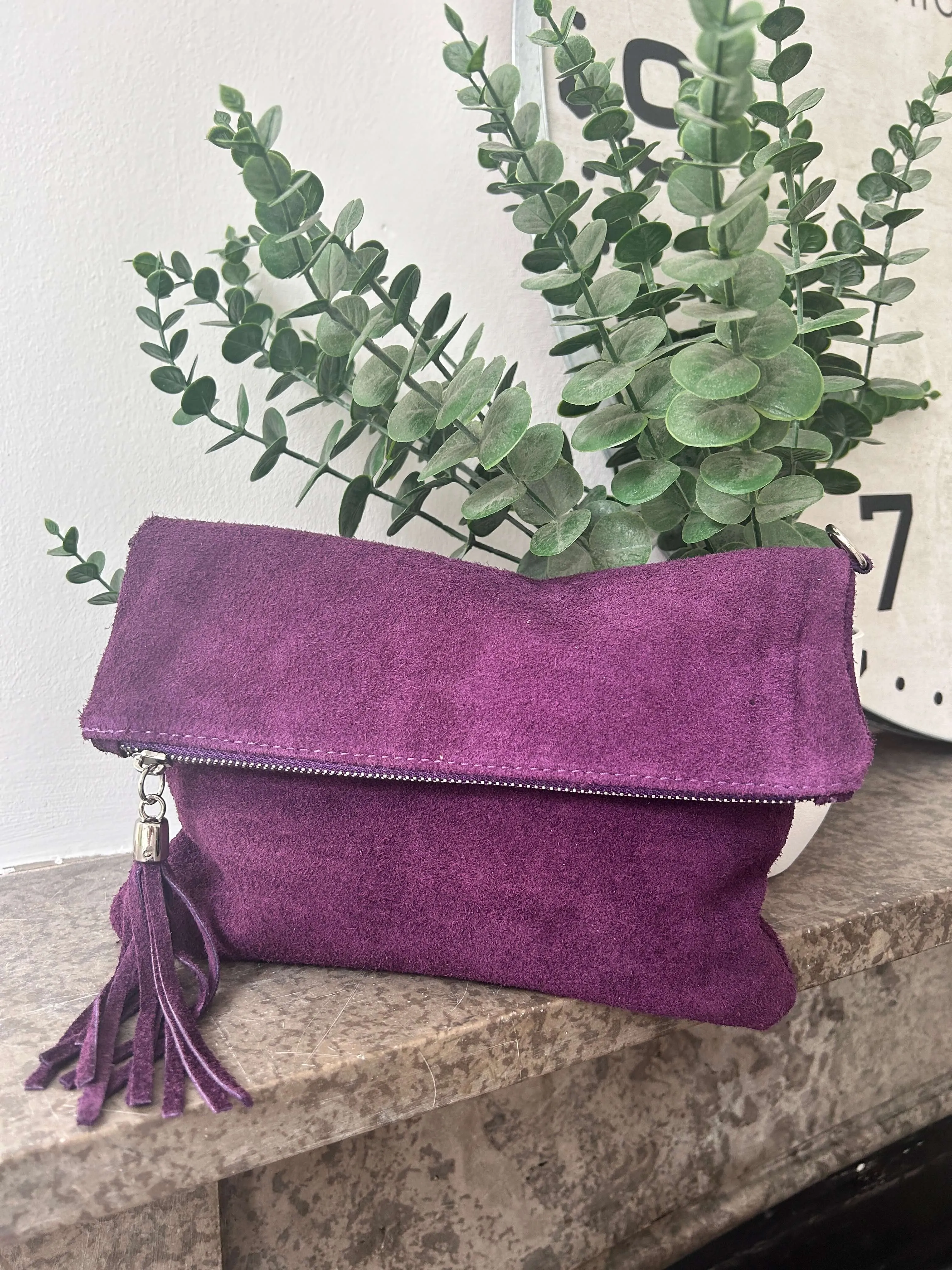 Real Suede Folded Pouch Bag (11 colours)