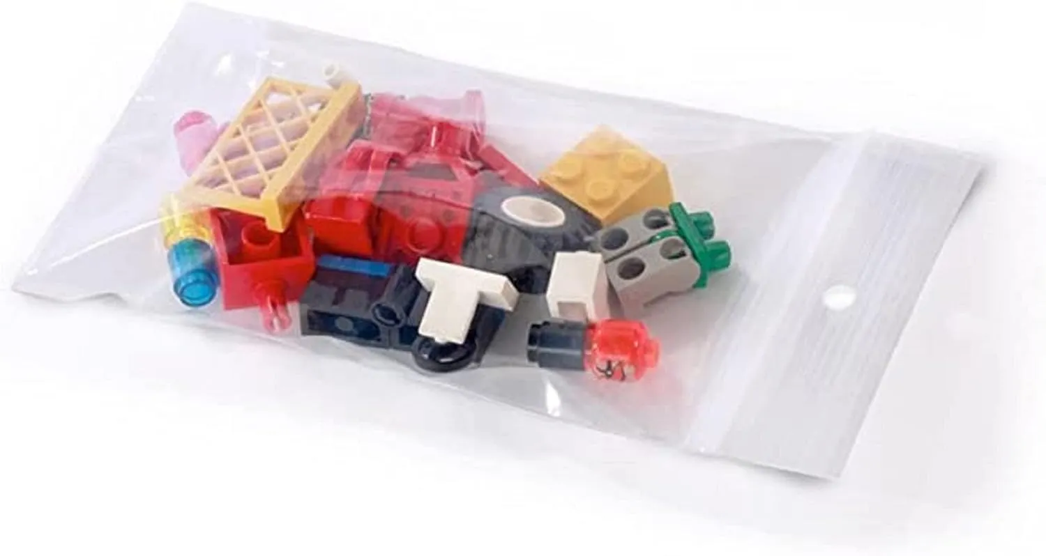 Reclosable Hang Hole Zip Poly Bags, 2Mil 6" X 10" & 100 Bags | LDPE Material, Clear Plastic with Resealable Lock Seal Zipper | Resealable Zip Top Lock For Travel, Storage, Packaging & Shipping