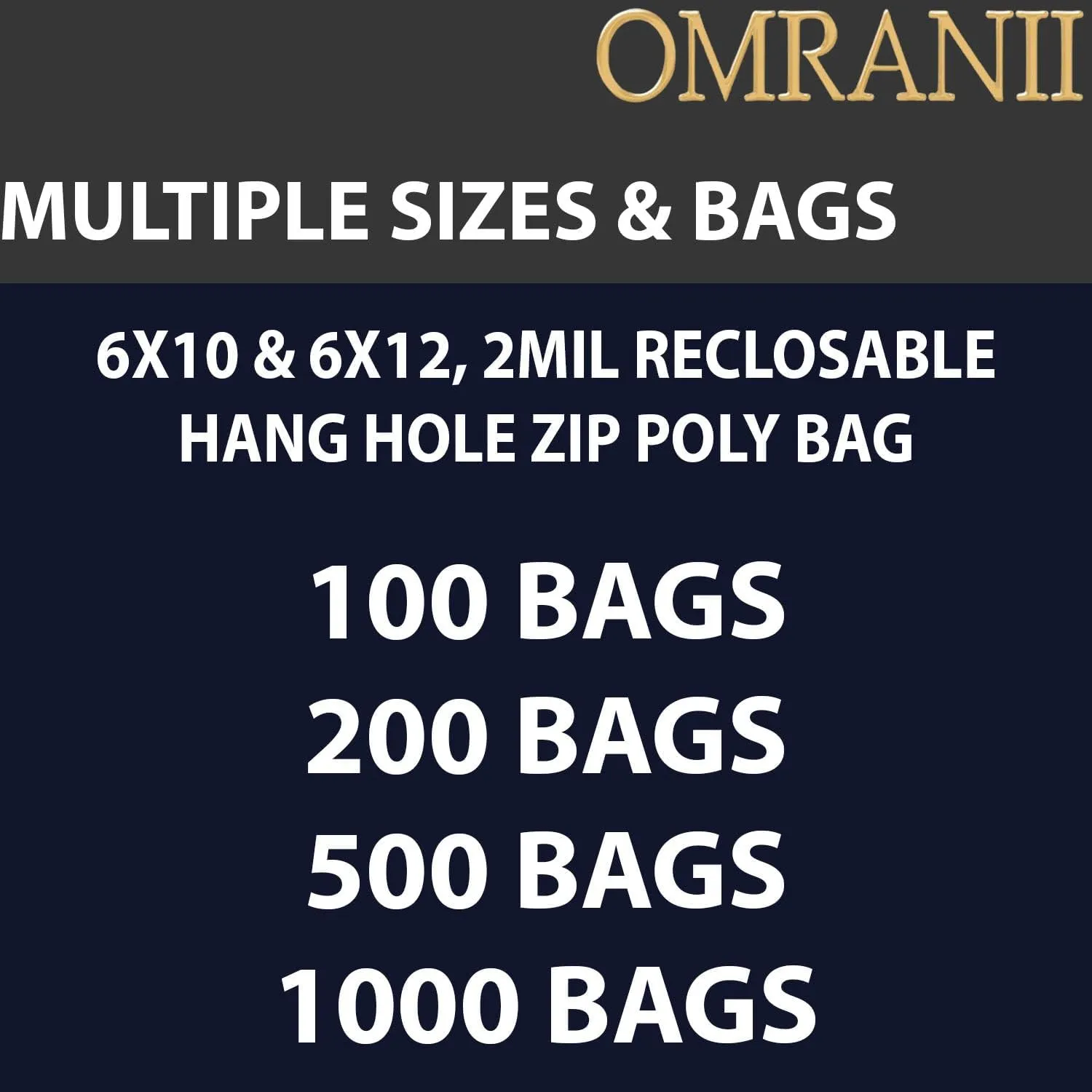 Reclosable Hang Hole Zip Poly Bags, 2Mil 6" X 10" & 100 Bags | LDPE Material, Clear Plastic with Resealable Lock Seal Zipper | Resealable Zip Top Lock For Travel, Storage, Packaging & Shipping