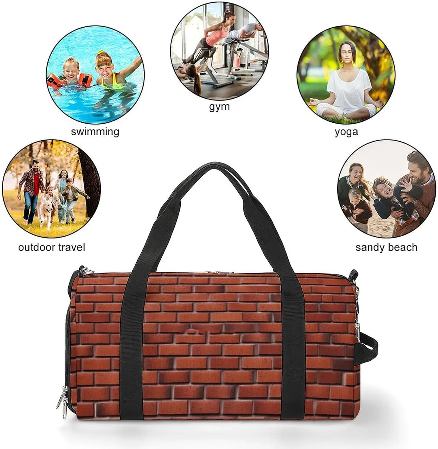 Red Brick Wall Sports Gym Bag Carry on Holdalls for Men Small Duffel Bags for Women with Shoe Compartment