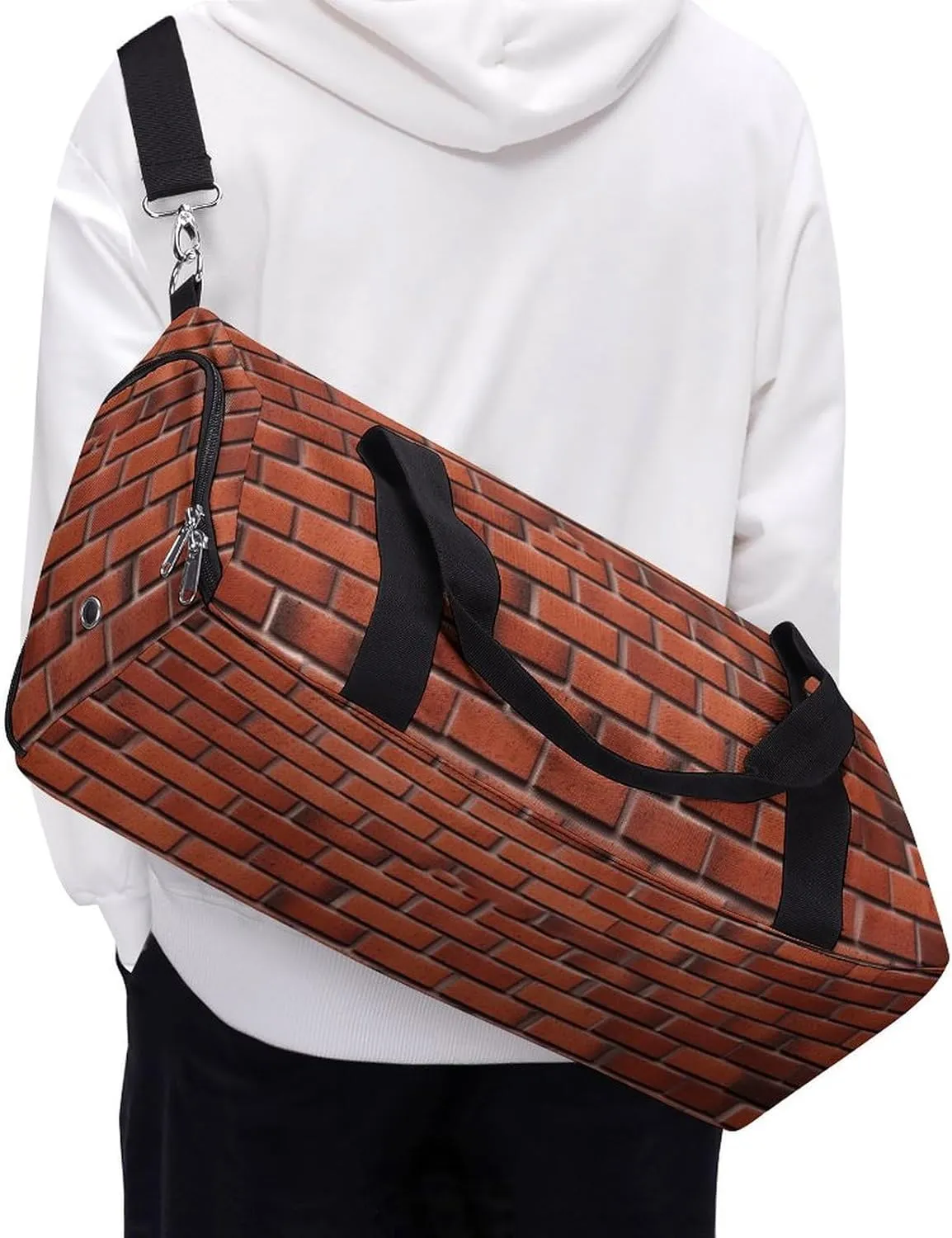 Red Brick Wall Sports Gym Bag Carry on Holdalls for Men Small Duffel Bags for Women with Shoe Compartment