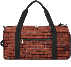 Red Brick Wall Sports Gym Bag Carry on Holdalls for Men Small Duffel Bags for Women with Shoe Compartment