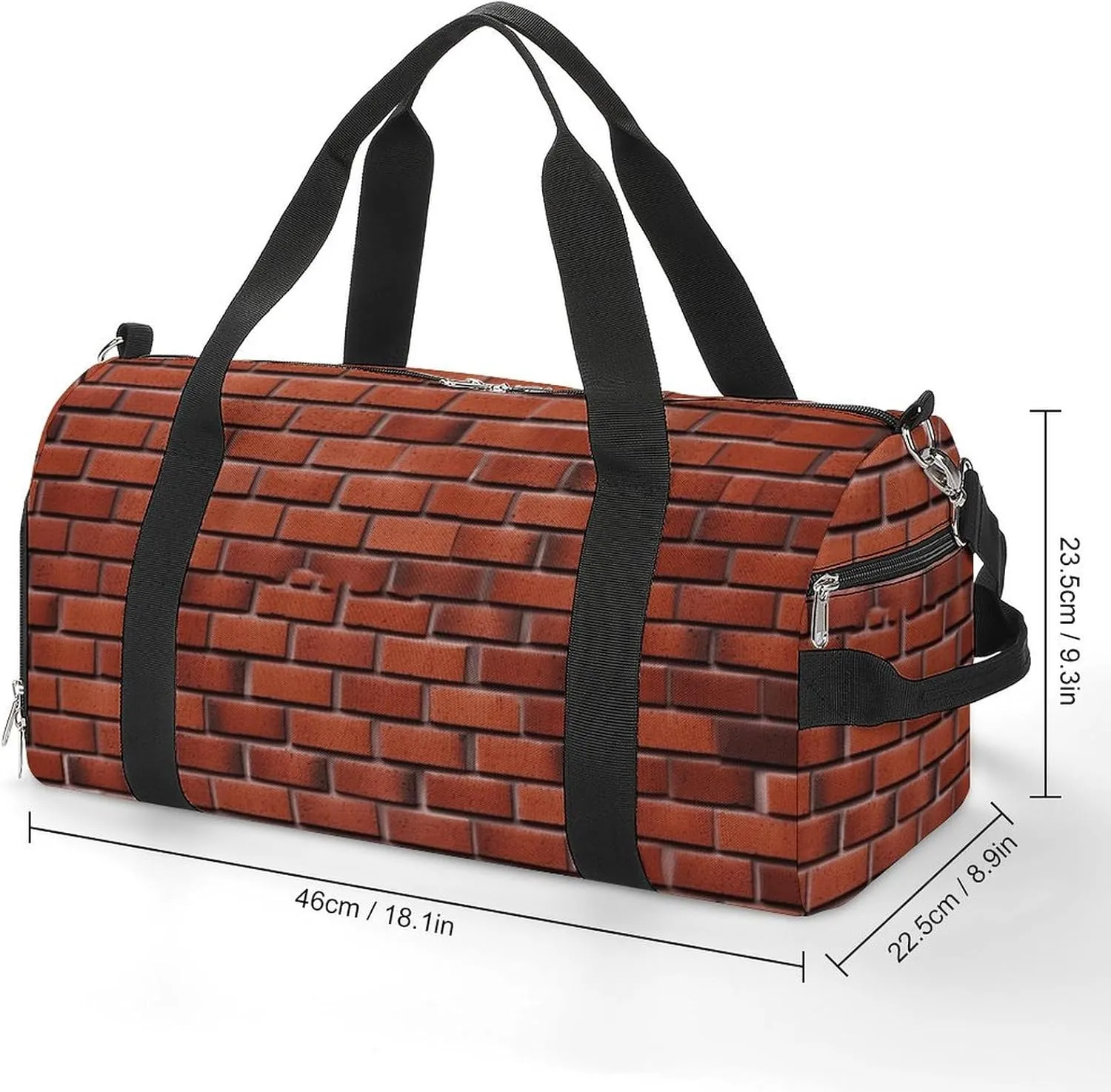 Red Brick Wall Sports Gym Bag Carry on Holdalls for Men Small Duffel Bags for Women with Shoe Compartment