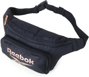 Reebok Fanny Pack - Lightweight Stylish Crossbody Waist Belt Bags for Women and Men with Adjustable Strap, Size One Size, Davis Black With Rose Gold Logo