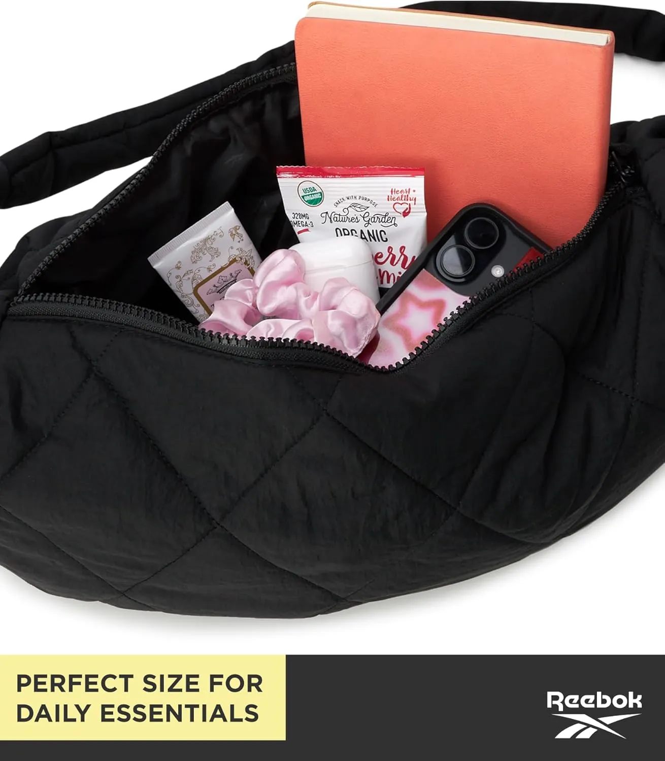 Reebok Quilted Puffer Tote Bag - Small Lightweight Shoulder Purse for Women