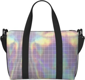 Reflective square Duffel Bags for Traveling, Lightweight Personal Item Travel Bags for Women, Gym Bags for Men
