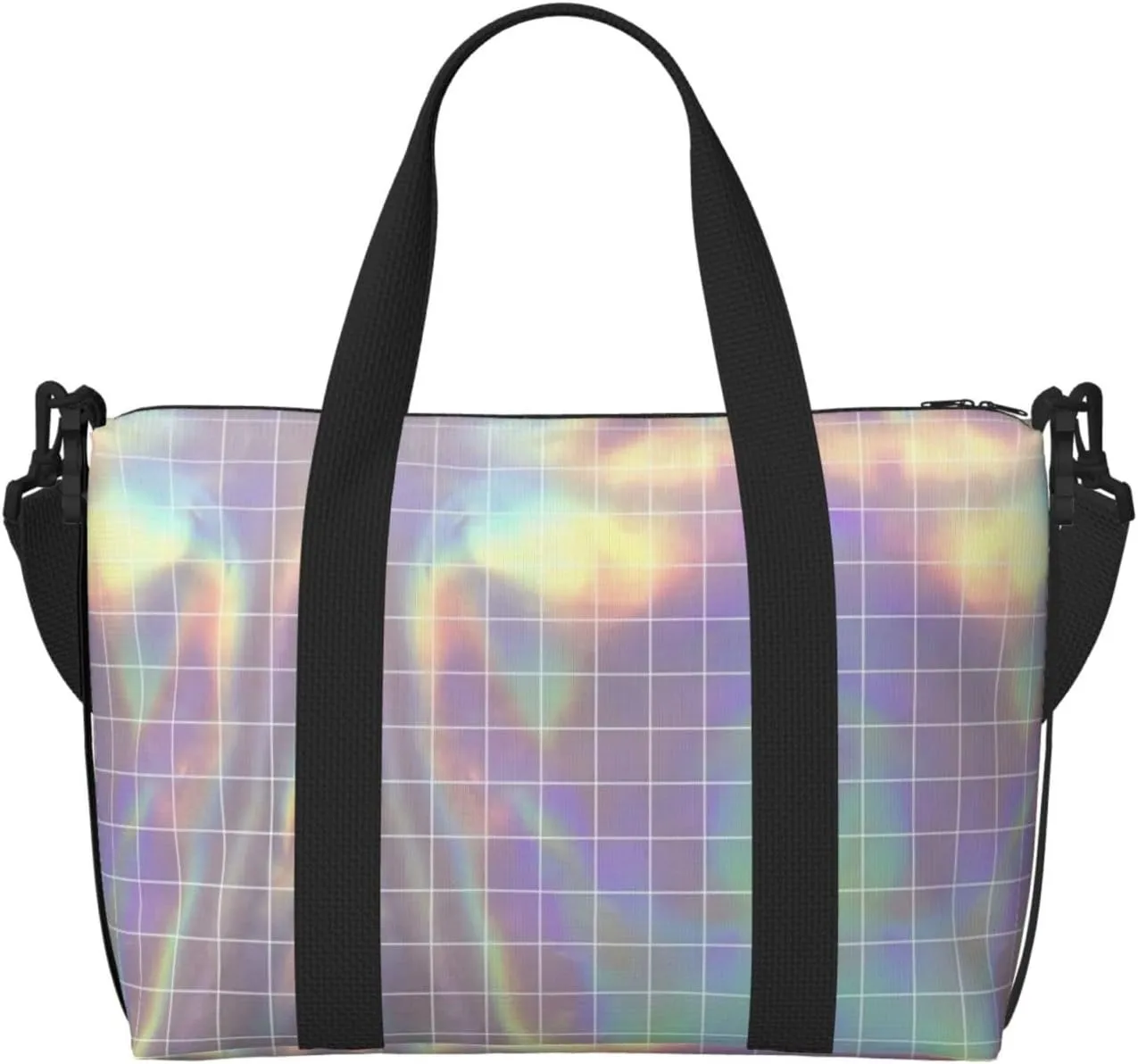 Reflective square Duffel Bags for Traveling, Lightweight Personal Item Travel Bags for Women, Gym Bags for Men