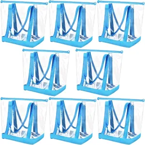 Reginary 8 Pieces Clear Tote Bags Shoulder Handbag Security Approved See Through Bag with Zipper Closure for Travel Work