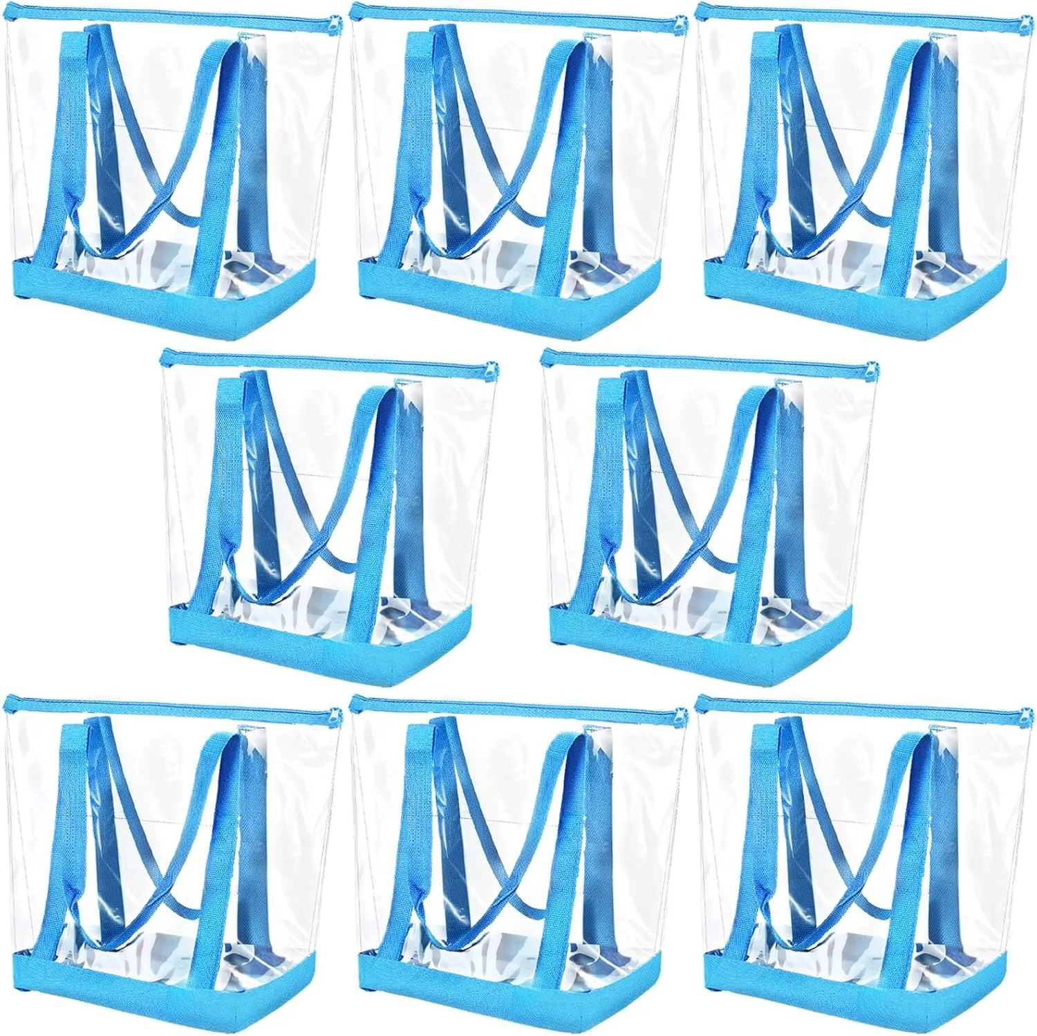Reginary 8 Pieces Clear Tote Bags Shoulder Handbag Security Approved See Through Bag with Zipper Closure for Travel Work