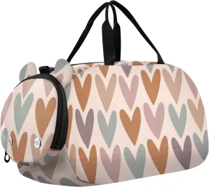 Retro Colorful Hearts Duffel Bags for Boys Small Gym Bags for Teens Dance Bag for Girls