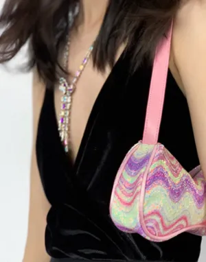 Retro pink Underarm bag bling small bags
