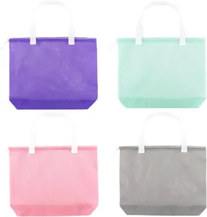 Reusable 4Pack Colorful Mesh Beach Tote Bags,Mesh Shopping Bag With Drawstring For Travel,Toys,Gift Or Laundry … …