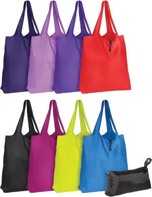 Reusable Grocery Bags, 10 Pack, Machine Washable, Large 16" x 17" Usable Bag Space, Assorted Colors (30002)
