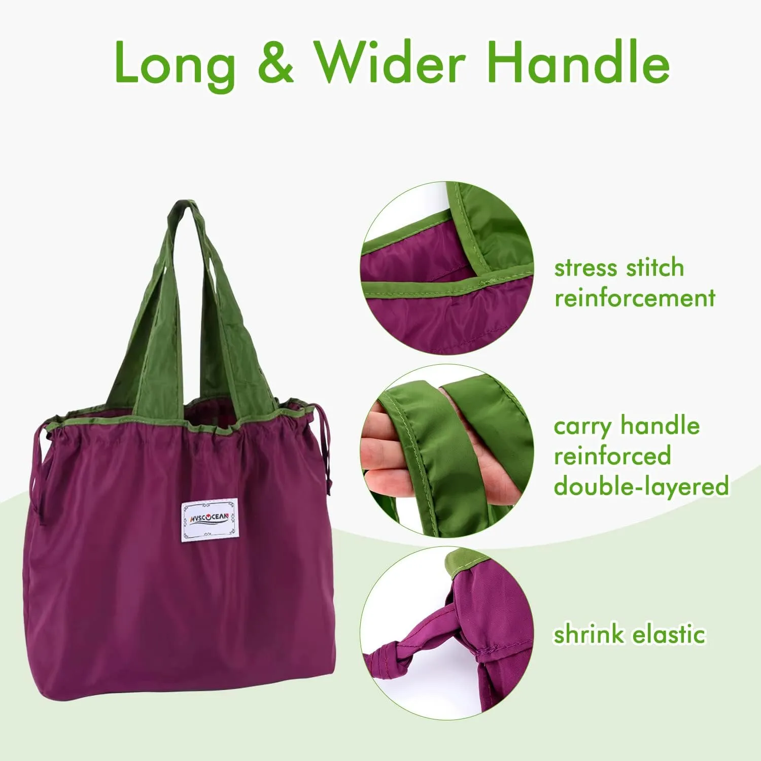 Reusable Grocery Bags, Colorful Shopping Bags,Machine Washable,Foldable,Durable,Lightweight,Set of 3 (Green,Lake Blue,Fuchsia)