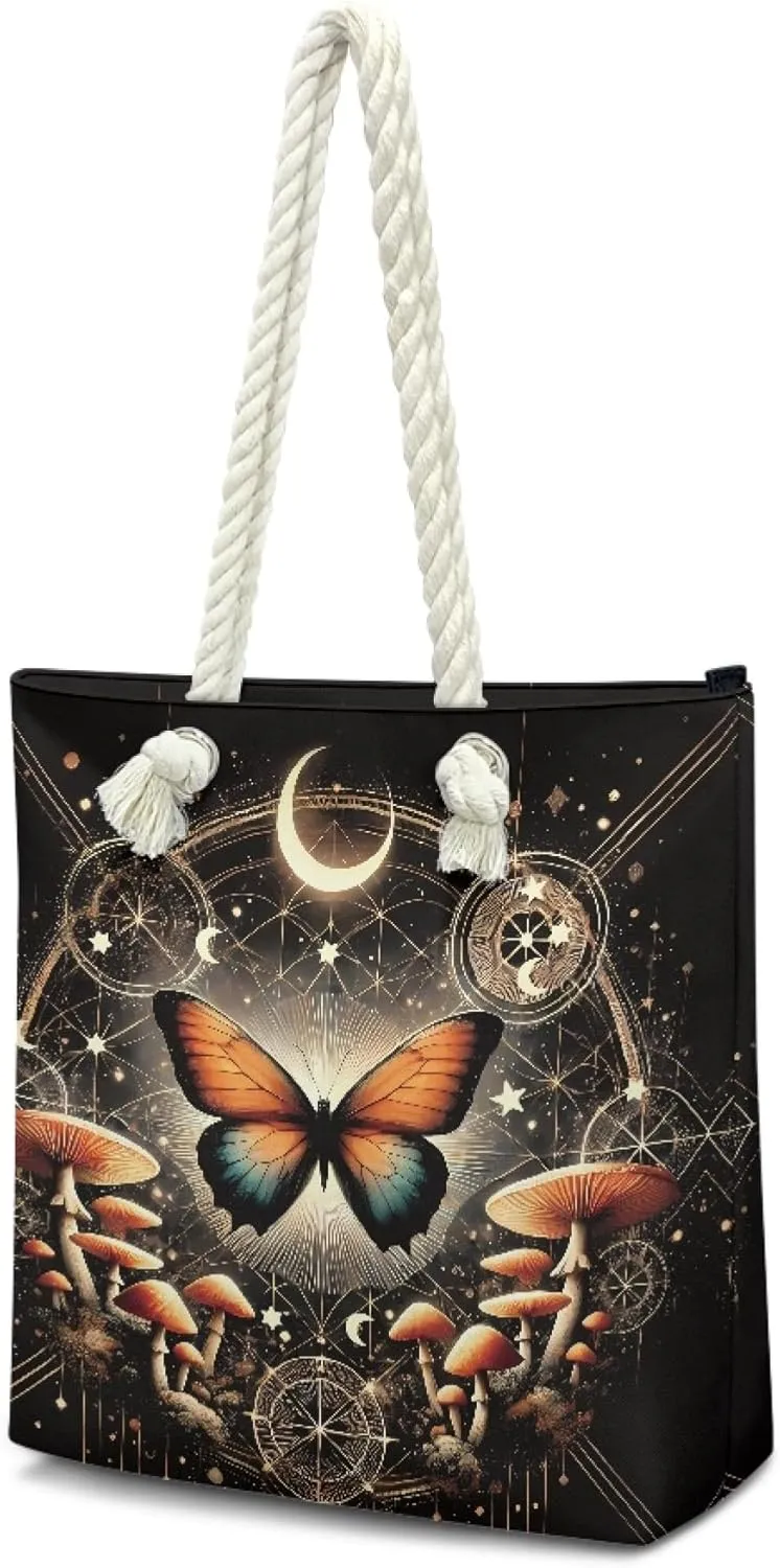 Reusable Grocery Bags Large Capacity Zipper Tote Bag Lightweight Beach Tote for Women