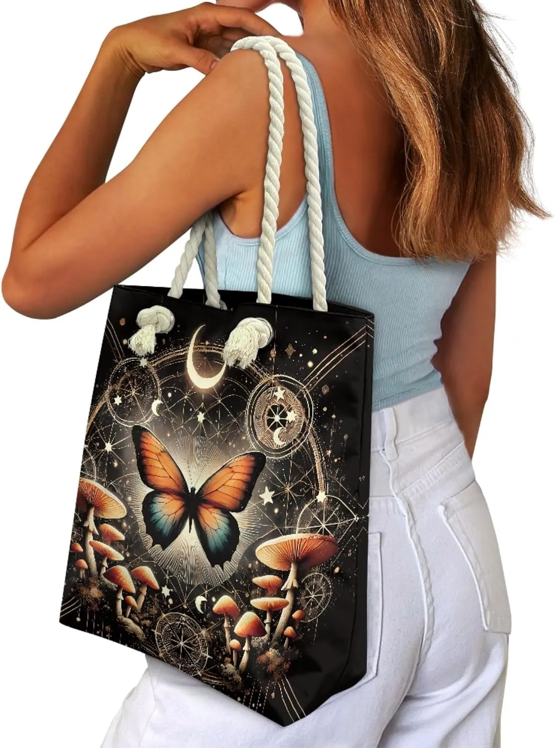 Reusable Grocery Bags Large Capacity Zipper Tote Bag Lightweight Beach Tote for Women