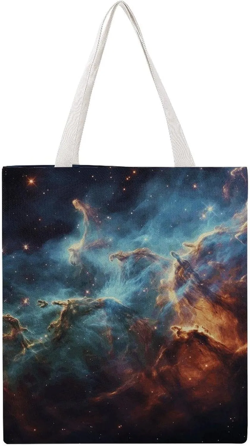 Reusable Grocery Bags Universe Galaxy Space Shopping Bag Lightweight Shoulder Bags Large Tote Bag for Travel Work Handbag