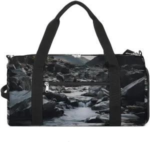 River And Gray Rocks Sports Gym Bag Carry on Holdalls for Men Small Duffel Bags for Women with Shoe Compartment