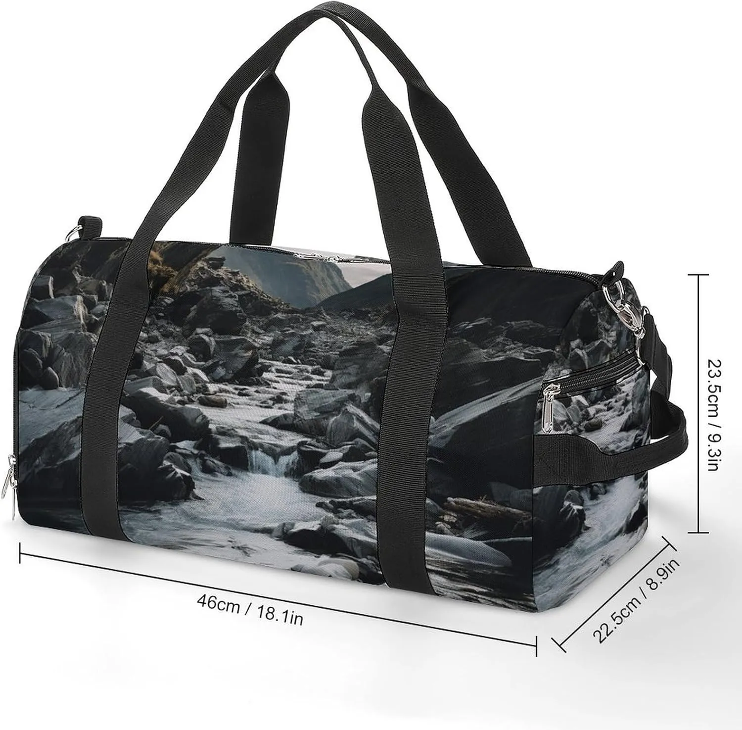 River And Gray Rocks Sports Gym Bag Carry on Holdalls for Men Small Duffel Bags for Women with Shoe Compartment