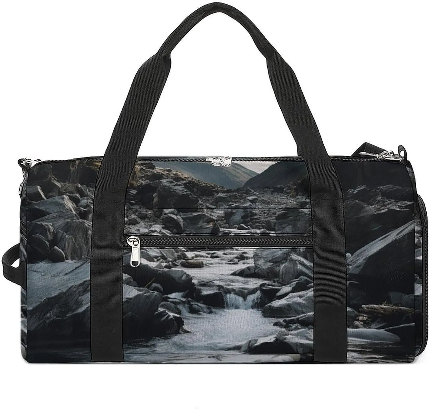 River And Gray Rocks Sports Gym Bag Carry on Holdalls for Men Small Duffel Bags for Women with Shoe Compartment
