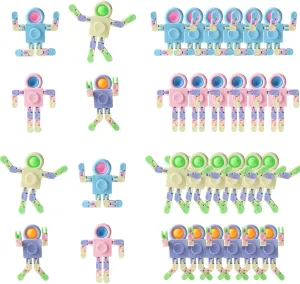 Robot Fidget Spinners Toys Transformable Fingertip Gyro Chain Toy Deformable DIY Stress Relief Fidget Toy for Adults Kids ADHD Autism Pinata Goodie Bag Birthday School Prizes Gift(24 PCS)