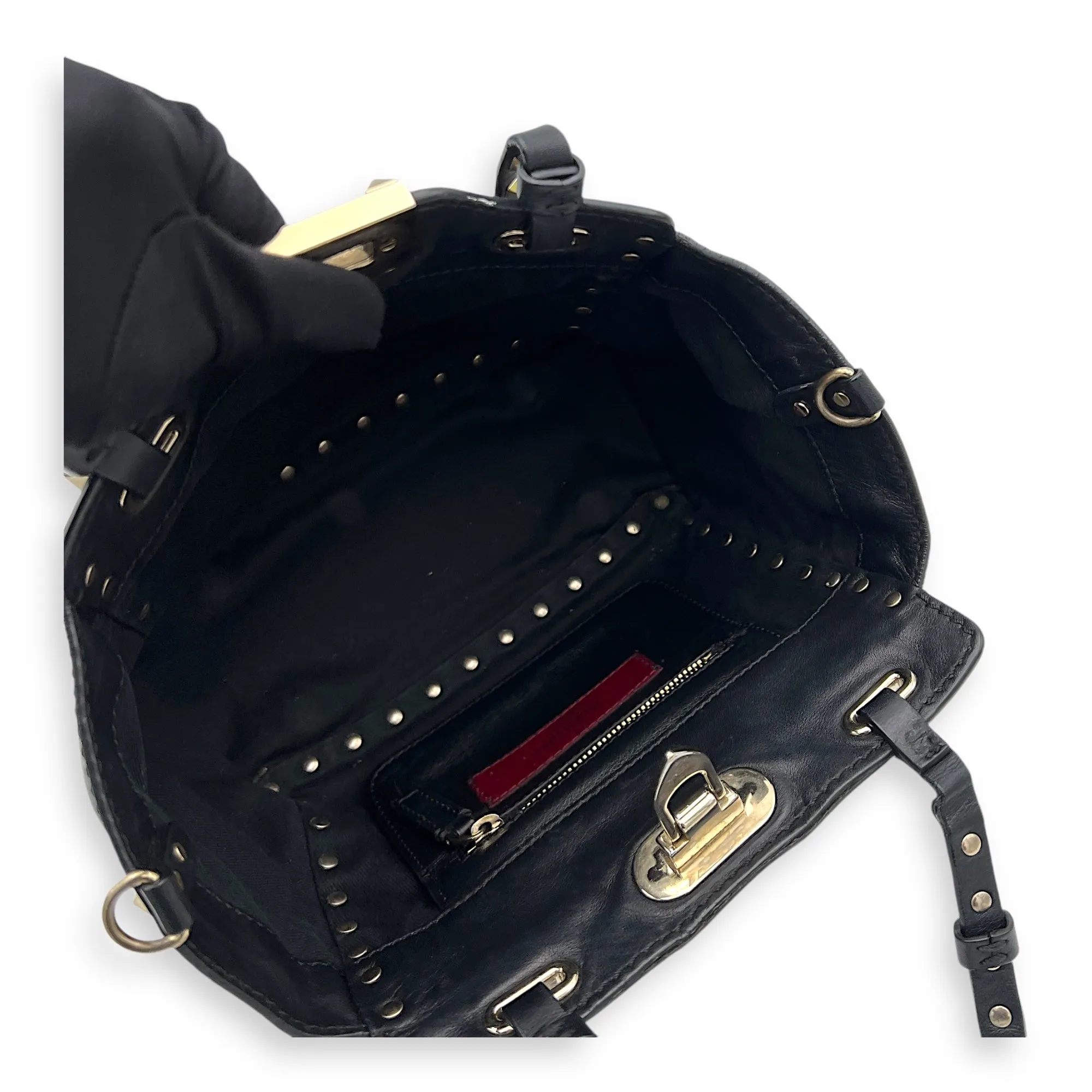 Rockstud Top handle bag in Calfskin, Silver Hardware
