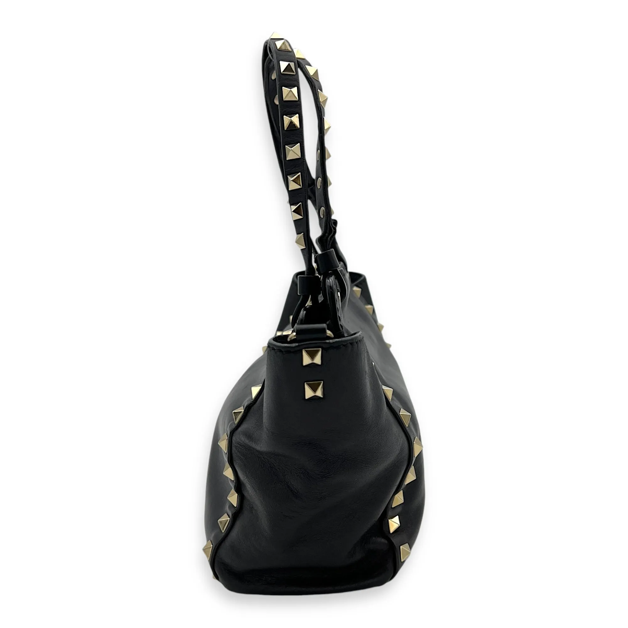 Rockstud Top handle bag in Calfskin, Silver Hardware