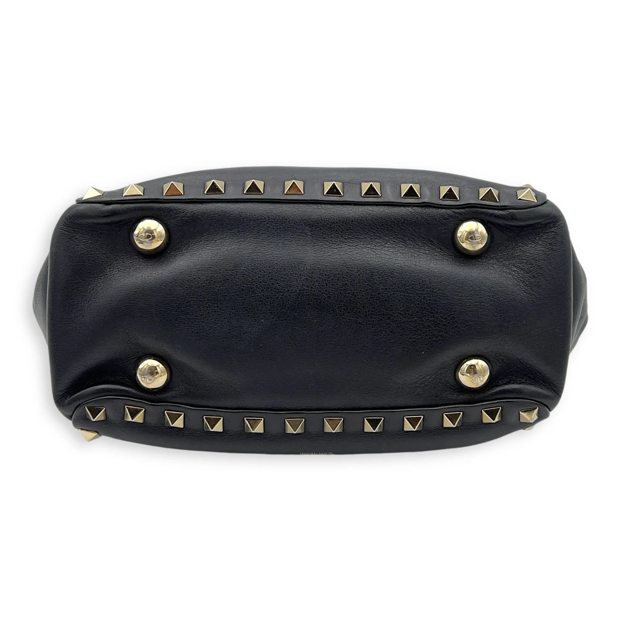 Rockstud Top handle bag in Calfskin, Silver Hardware