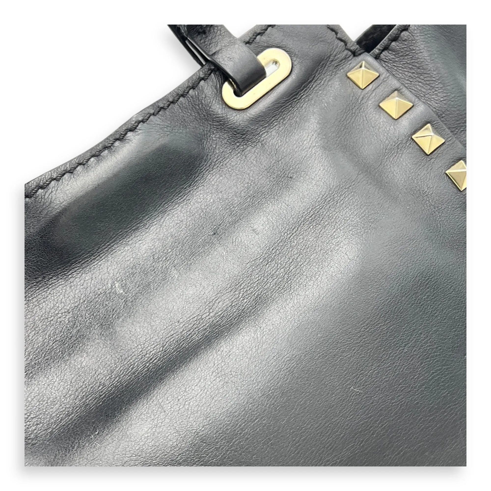 Rockstud Top handle bag in Calfskin, Silver Hardware