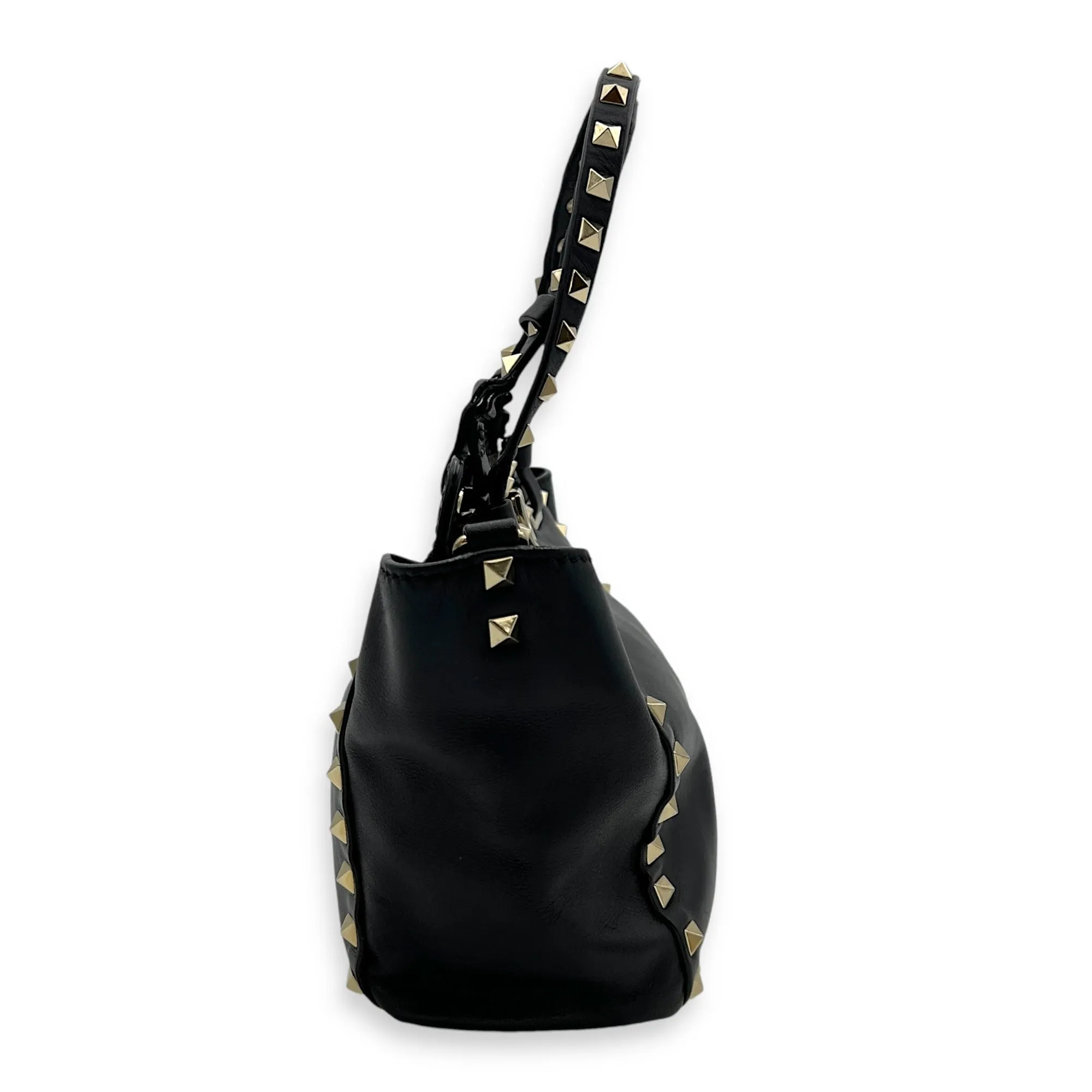 Rockstud Top handle bag in Calfskin, Silver Hardware