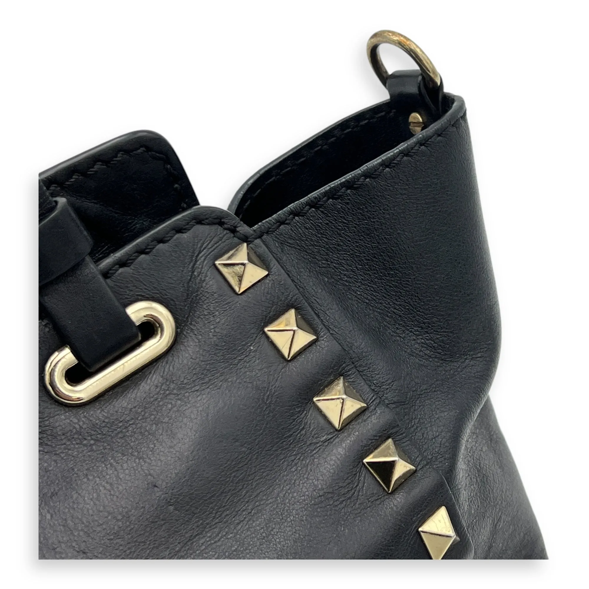 Rockstud Top handle bag in Calfskin, Silver Hardware