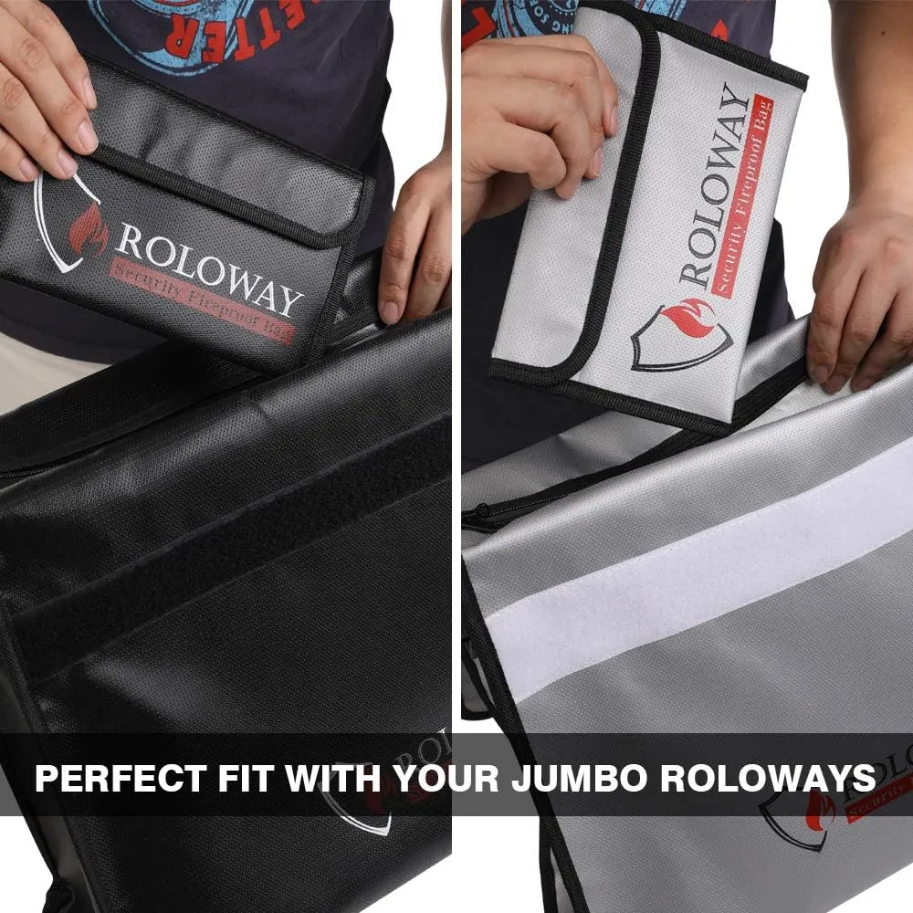 ROLOWAY Small Fireproof Bag (5 x 8 inches), Non-itchy Fireproof Money Bag for Cash, Valuables, Passport, Currency & Keys (2-Pack)