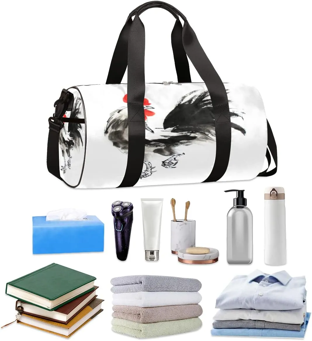 Rooster Art Gym Bag Small Gym Duffel Bags for Men Women Overnight Weekender Bag Lightweight Sport Duffle Bag Carry On Gymbag