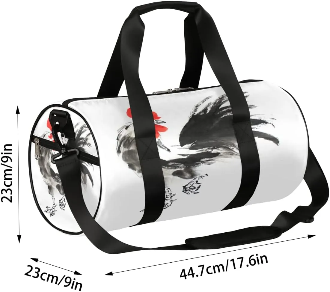 Rooster Art Gym Bag Small Gym Duffel Bags for Men Women Overnight Weekender Bag Lightweight Sport Duffle Bag Carry On Gymbag