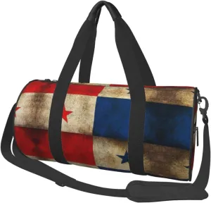 Round Duffle Bag Grunge Retro Panama Flag Unisex Travel Bag Duffle Bag