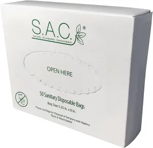 S.A.C. Sanitary Napkin Disposal Bag and Dispenser Starter Set, Box Format (Stainless Steel)
