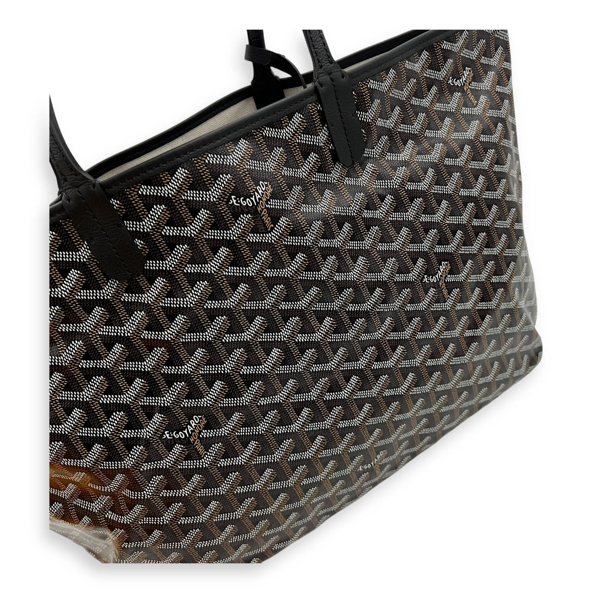 Saint Louis Tote Bag PM Black in Coated Canvas, Silver hardware