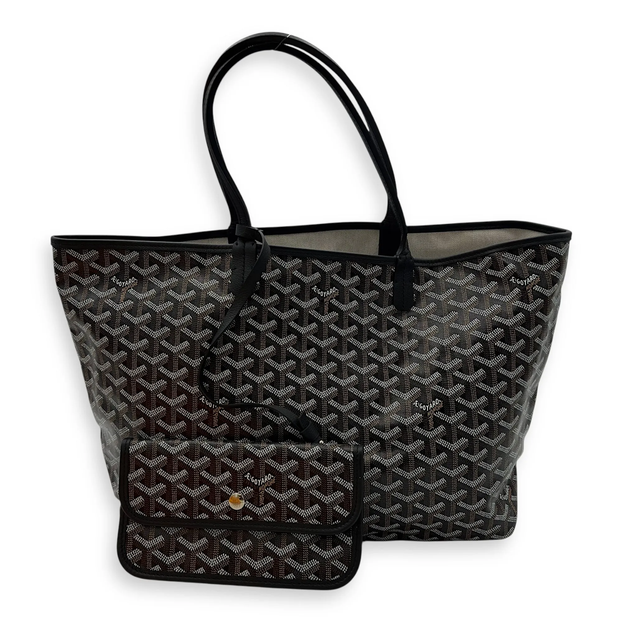 Saint Louis Tote Bag PM Black in Coated Canvas, Silver hardware