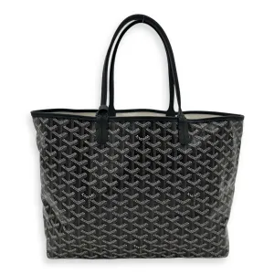 Saint Louis Tote Bag PM Black in Coated Canvas, Silver hardware