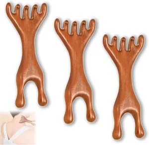 Saludea Meridian Comb, Therapy Comb Saludea Fivetouch - Golden Sandalwood Five Claw Gua Sha Scalp Massager -Acupressure Therapy Tool for Relaxation & Blood Circulation (3PCS)