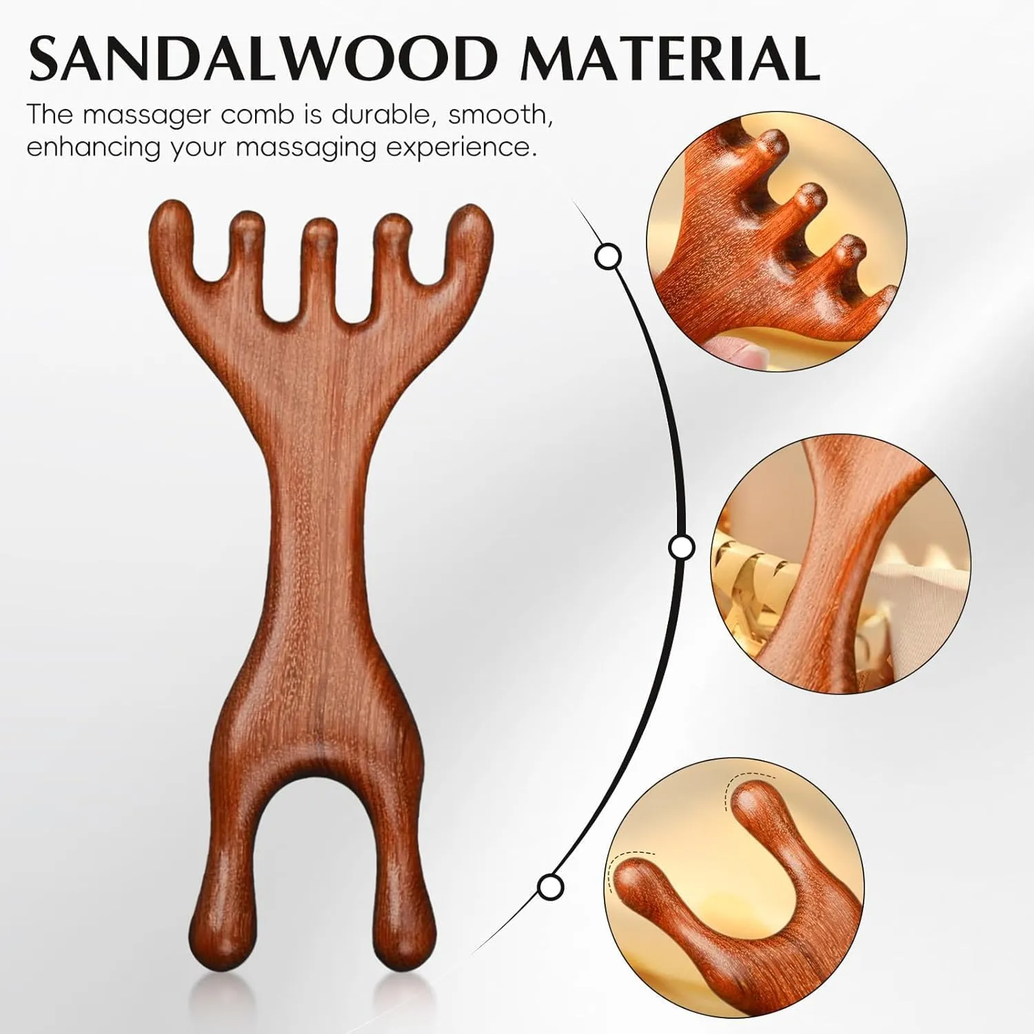 Saludea Meridian Comb, Therapy Comb Saludea Fivetouch - Golden Sandalwood Five Claw Gua Sha Scalp Massager -Acupressure Therapy Tool for Relaxation & Blood Circulation (3PCS)