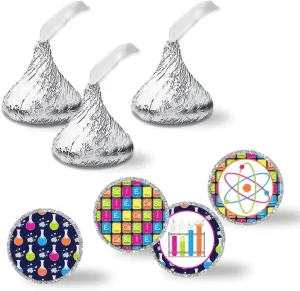 Science Lab Themed Birthday Party Kiss Sticker Labels, 300 Party Circle Sticker Sized 0.75” for Chocolate Drop Kisses by AmandaCreation, Great for Party Favors, Envelope Seals & Goodie Bags