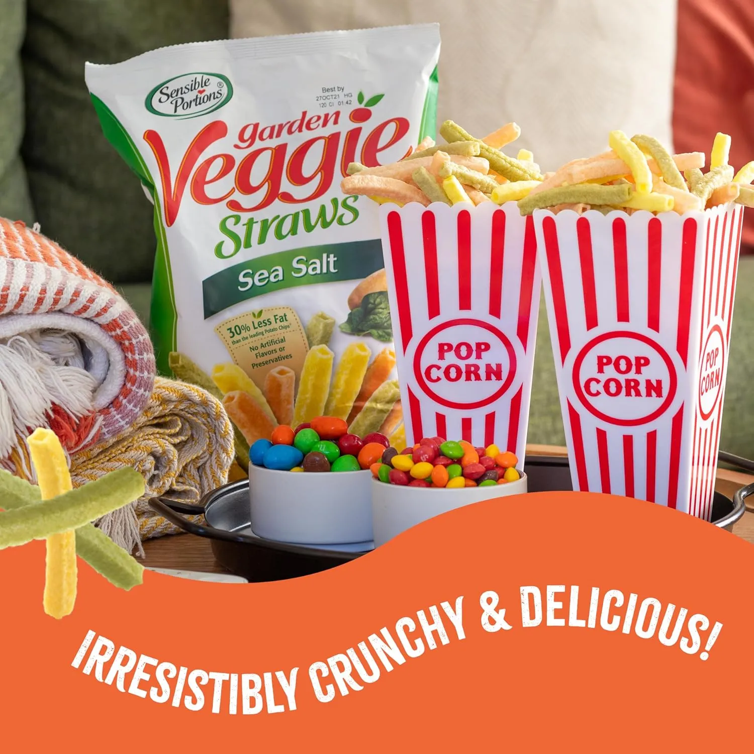 Sensible Portions Garden Veggie Snacks - Veggie Straws, Snack Size, Sea Salt, 1 Oz (Pack of 24)