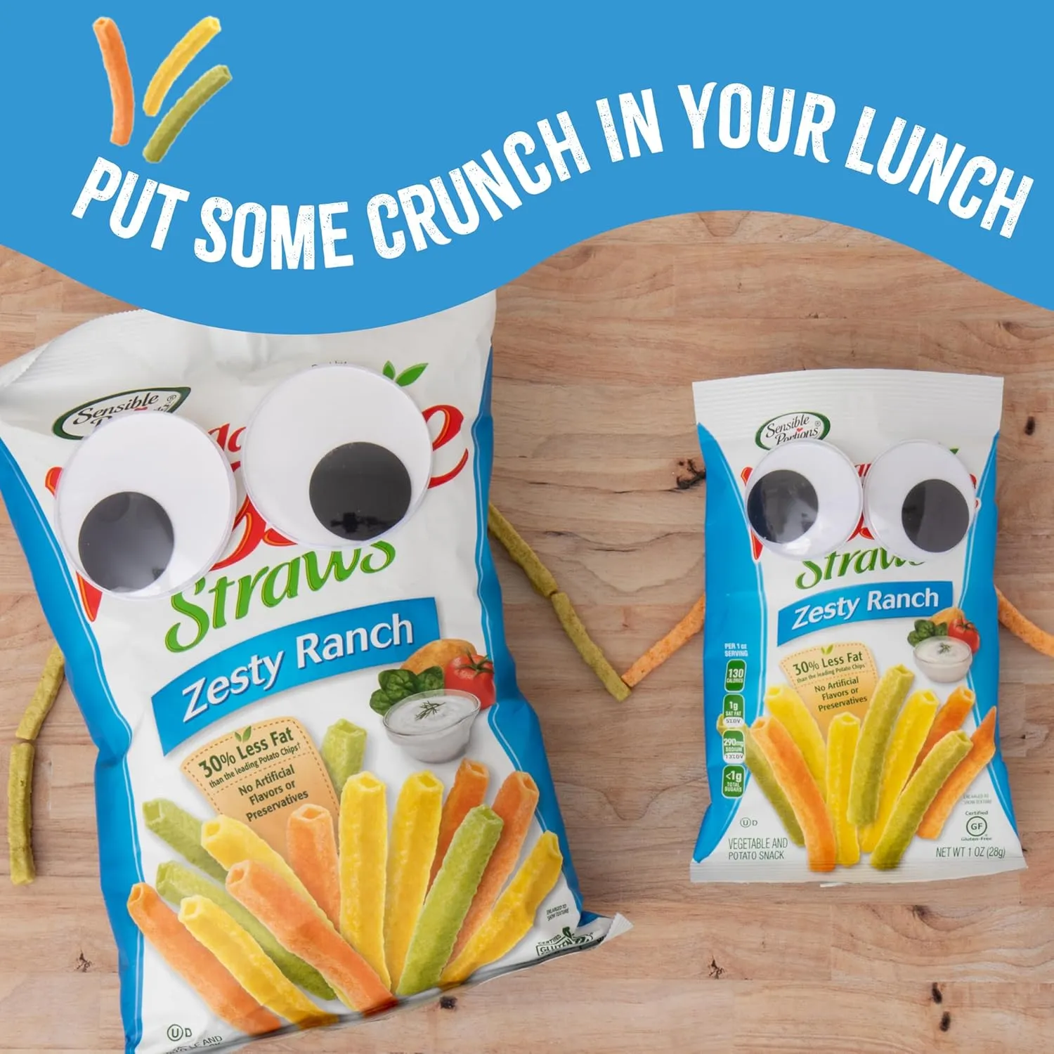 Sensible Portions Garden Veggie Snacks - Veggie Straws, Snack Size Variety Pack, Sea Salt, Ranch, Cheddar, Apple Cinnamon, 1 Oz (Pack of 24)