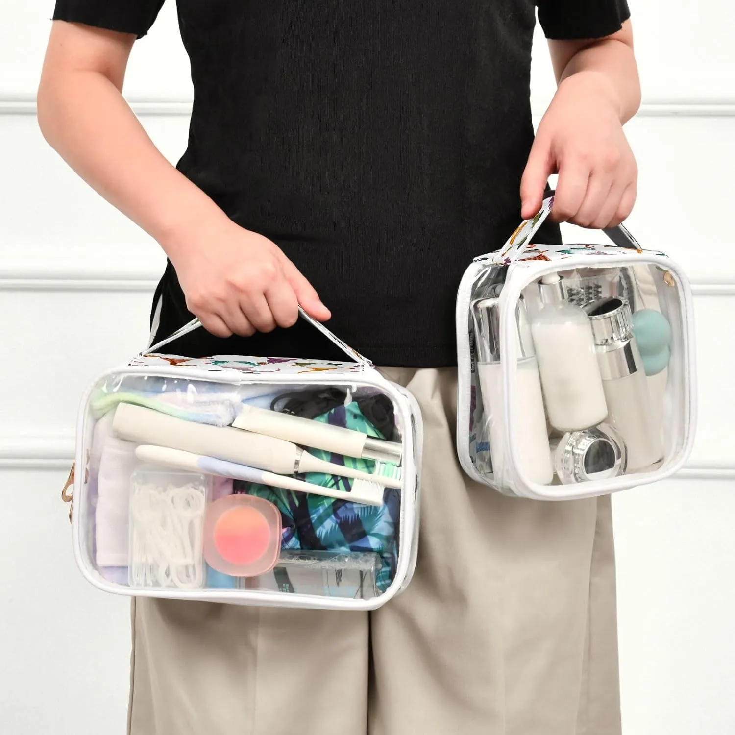 senya Clear Toiletry Bag,Travel Makeup Cosmetic Bag Carry on Airport Airline Compliant Bag Christmas Gnomes Seamless for Women Men
